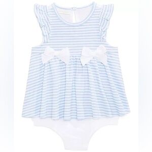 First Impressions Blue and White Striped Baby Girl Sunsuit